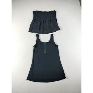 Torrid Blouses‎ Women's 00 Black Lot Of 2 Babydoll Smocked Bodice Rib Scoop Neck
